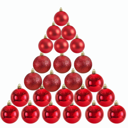 Red Christmas Ball Ornaments – 24-Piece Set, Shatterproof Holiday Decorations (Available in 3 cm, 4 cm, and 6 cm)