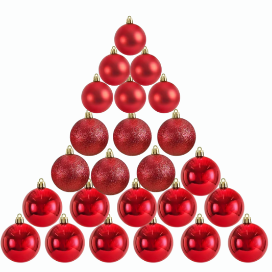 Red Christmas Ball Ornaments – 24-Piece Set, Shatterproof Holiday Decorations (Available in 3 cm, 4 cm, and 6 cm)