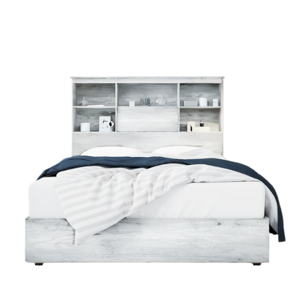 Innovative LED Bookcase Bed – Full/Double Size with Built-In Storage, Sleek Design, and LED Lighting for Modern Living
