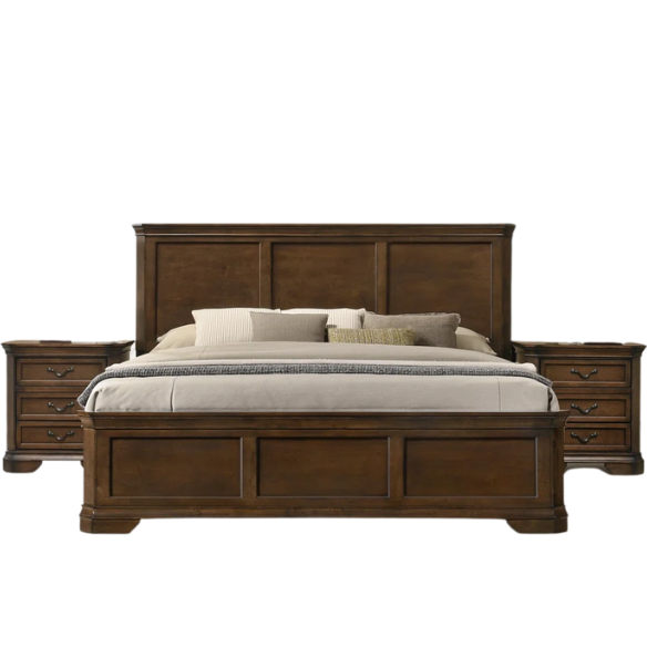 Solid Walnut Wood 3-Piece Queen Bedroom Set – Durable, Elegant, and Timeless Standard Bed Set