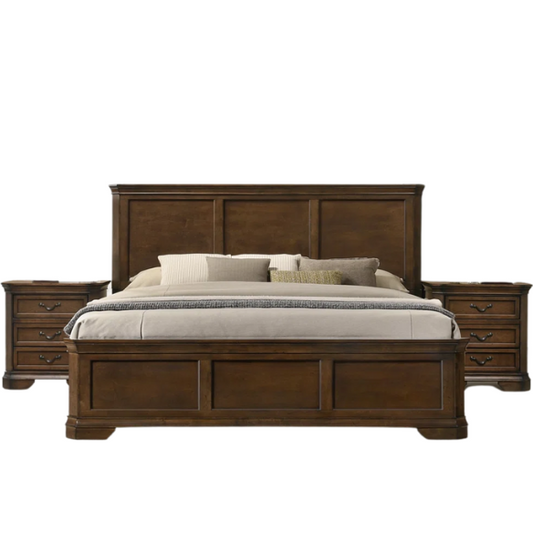 Solid Walnut Wood 3-Piece Queen Bedroom Set – Durable, Elegant, and Timeless Standard Bed Set
