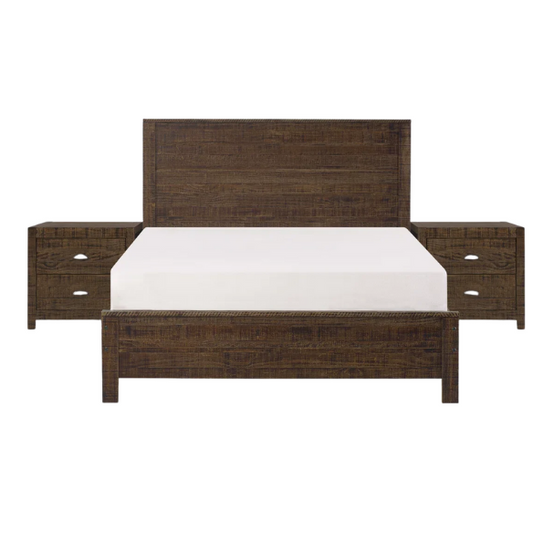 Heavy-Duty Solid Wood Twin Bedroom Set: 3-Piece Collection Featuring Sturdy Bed Frame and Two Bedside Tables