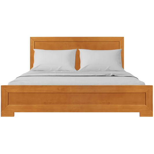 Neutral-Colored Solid Wood Queen Size Low Profile Platform Bed