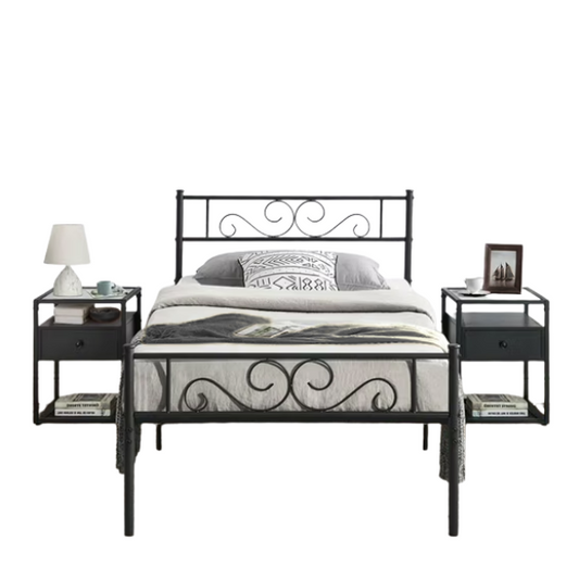 Style Black Metal 3-Piece Twin Bedroom Set – Modern & Durable Design