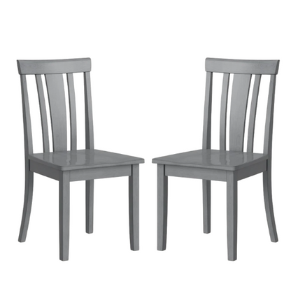 Set of 2 Farmhouse Slat Back Wooden Dining Side Chairs – Solid Wood, Rustic Kitchen or Dining Room Seating