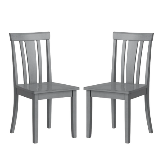 Set of 2 Farmhouse Slat Back Wooden Dining Side Chairs – Solid Wood, Rustic Kitchen or Dining Room Seating