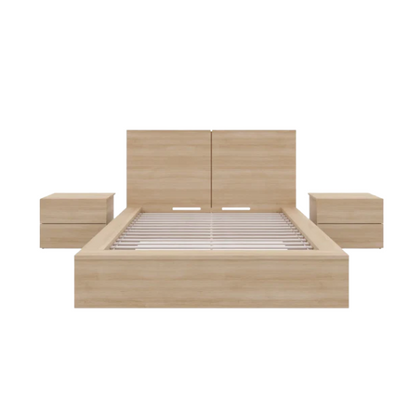 Modern 4-Piece Queen Bedroom Set with Platform Bed, Headboard, and 2 Drawer Nightstands