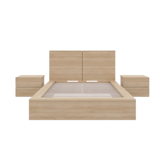 Modern 4-Piece Queen Bedroom Set with Platform Bed, Headboard, and 2 Drawer Nightstands