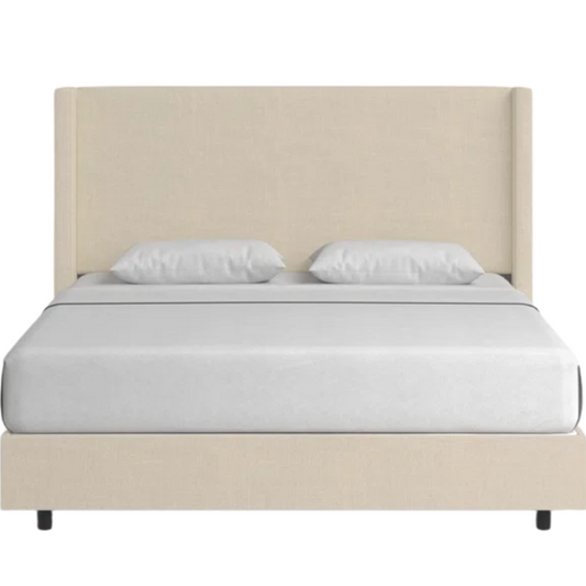 Cozy and Sleek Modern Queen Size Upholstered Wingback Bed