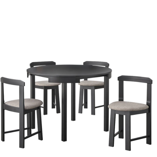 5-Piece Compact Round Dining Set – Space-Saving Design with Vegan Leather or Fabric Seats