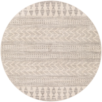 Southwestern-Inspired Geometric Rug – Gray Diamond, Chevron & Dot Patterns on Off-White, Stain-Resistant, Perfect for High-Traffic Areas