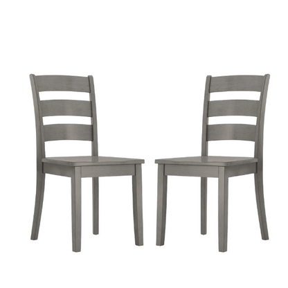 Farmhouse Ladder Back Dining Chairs – Set of 2 | Solid Wood, Distressed Finish