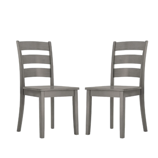 Farmhouse Ladder Back Dining Chairs – Set of 2 | Solid Wood, Distressed Finish
