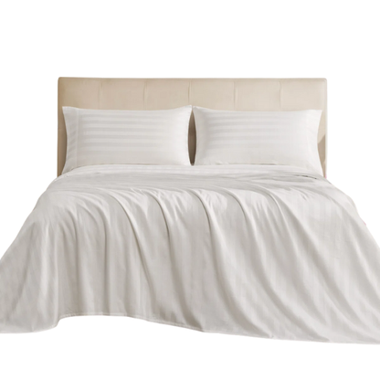 4-Piece Luxury Bed Sheet Set – Fitted & Flat Sheets with Pillowcases | Solid Stripe Bedding for Twin, Full, Queen, King Sizes