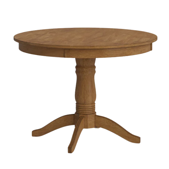 Round Pedestal Base Dining Table – Vintage Farmhouse Style with Distressed Finishes, Compact Design for Small Spaces, Timeless Classic Elegance