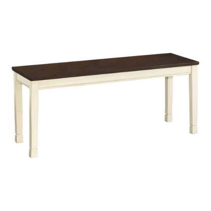 Rectangular Dining Room Table – Elegant White Finish with Rich Brown Top, Sleek Tapered Legs, and Timeless Design