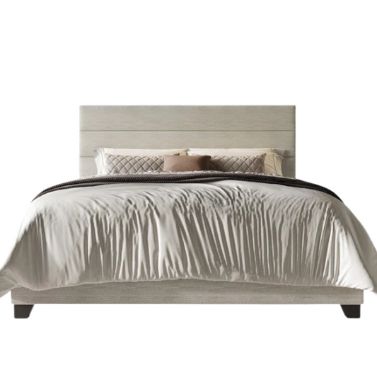 Modern King Size Upholstered Bed with Horizontal Channel Tufted Headboard – Simple, Sophisticated Design for a Contemporary Bedroom