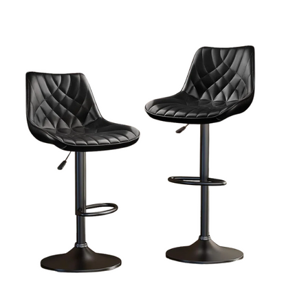 Set of 2 Adjustable Height Swivel Bar Stools with Back – Mid-Century Modern Design, Polished Chrome Base, Ergonomic Imitation Leather Seat, 360° Rotation for Kitchen Island or Bar