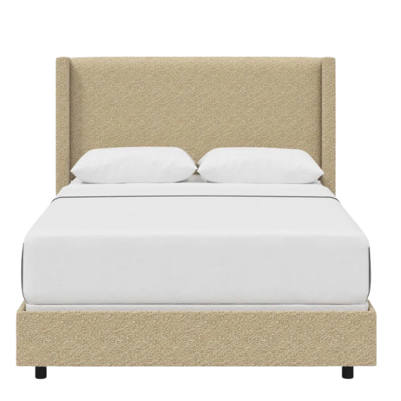Cozy and Sleek Modern Queen Size Upholstered Wingback Bed