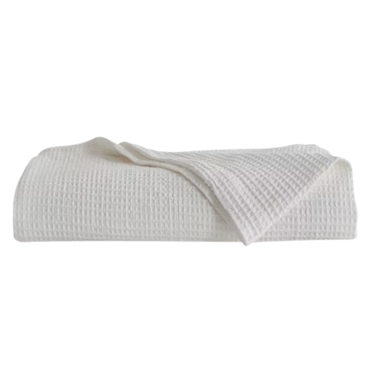 Cotton Waffle Weave Bed Blanket – White | All-Season Breathable Layer