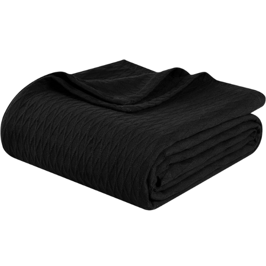 Black Weave Cotton Blanket – Elegant, Soft & Breathable All-Season Comfort