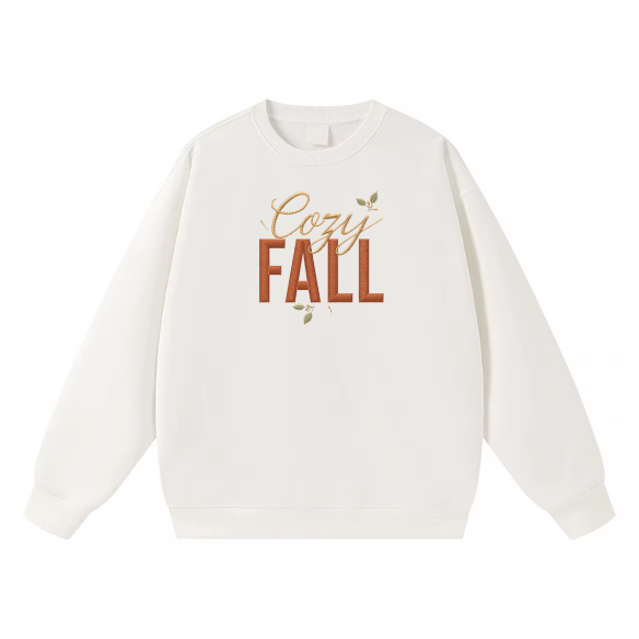 Cozy Fall Embroidered Crewneck Sweatshirt