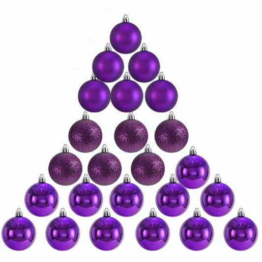 Purple Christmas Ball Ornaments – 24-Piece Set, Shatterproof Holiday Decorations (Available in 3 cm, 4 cm, and 6 cm)