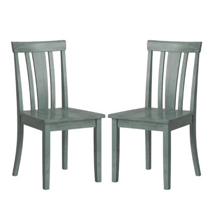 Set of 2 Farmhouse Slat Back Wooden Dining Side Chairs – Solid Wood, Rustic Kitchen or Dining Room Seating