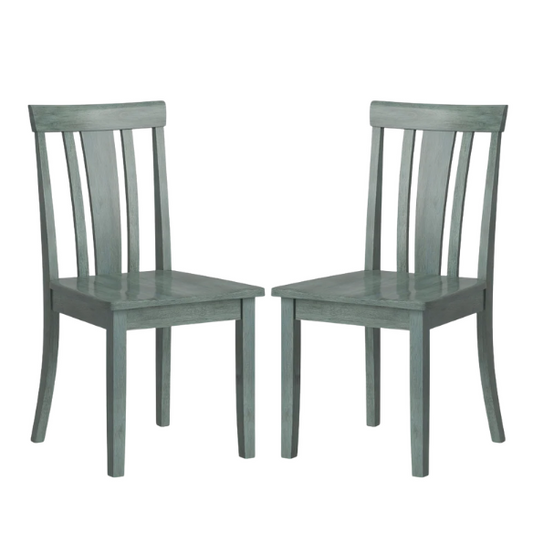 Set of 2 Farmhouse Slat Back Wooden Dining Side Chairs – Solid Wood, Rustic Kitchen or Dining Room Seating