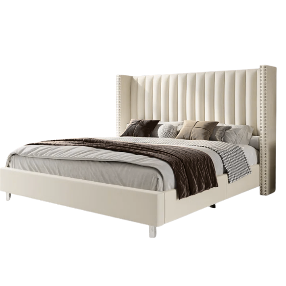 Velvet Upholstered Queen Size Platform Bed with Tufted Button Detail on Headboard