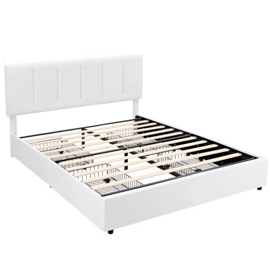 Velvet Upholstered Queen Size Platform Bed with Adjustable Headboard and 4 Storage Drawers