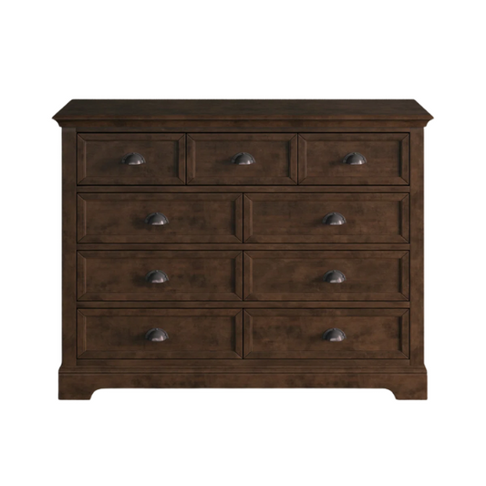 Traditional 9-Drawer Double Dresser with Beveled Edges, Picture Frame-Style Drawers