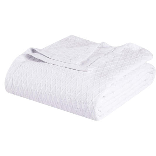 White Weave Cotton Blanket – Elegant, Soft & Breathable All-Season Comfort