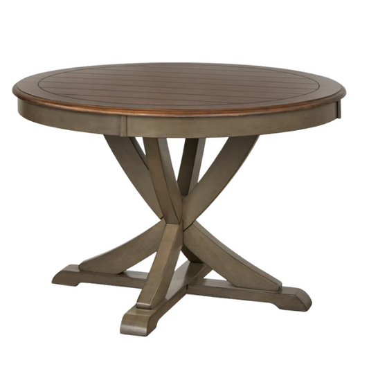 Charming Round Country-Style Dining Table – Cozy and Inviting with Beadboard Detailing