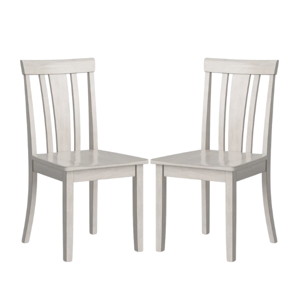 Set of 2 Farmhouse Slat Back Wooden Dining Side Chairs – Solid Wood, Rustic Kitchen or Dining Room Seating