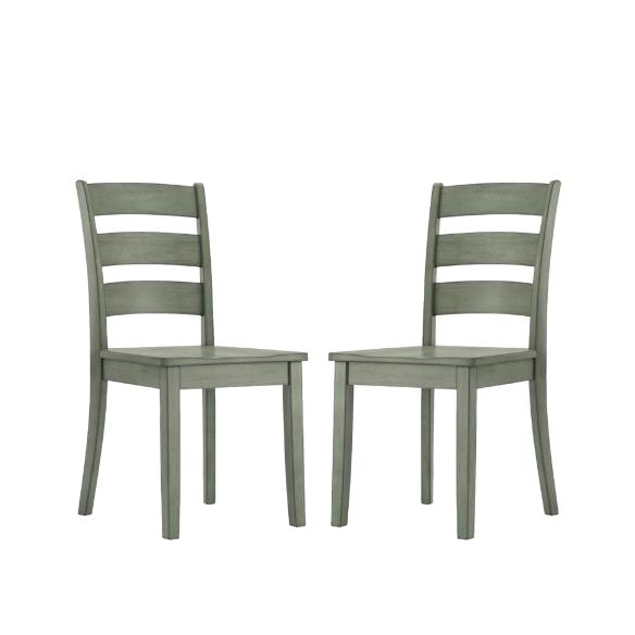Farmhouse Ladder Back Dining Chairs – Set of 2 | Solid Wood, Distressed Finish