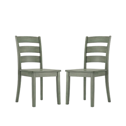 Farmhouse Ladder Back Dining Chairs – Set of 2 | Solid Wood, Distressed Finish