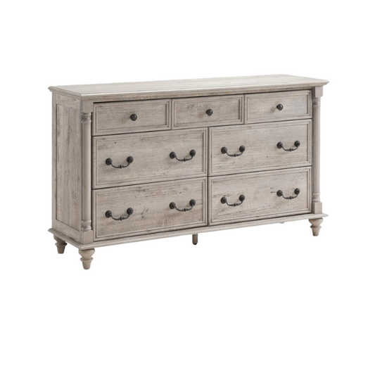 Farmhouse 7-Drawer Rustic Dresser with Two Drawer Sizes, Perfect for Bedroom or Living Room Storage