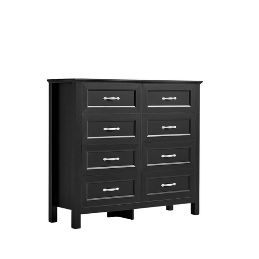 French Country-Inspired 8-Drawer 47.3" Double Dresser with Rustic Finish, Crown Molding, and Tapered Legs