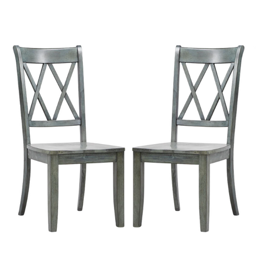 Farmhouse X-Back Solid Wood Dining Chairs (Set of 2) – Rustic Kitchen or Dining Room Seating