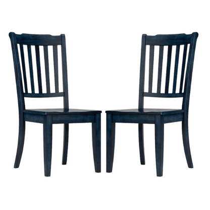 Slat-Back Solid Wood Dining Chairs – Set of 2 Farmhouse Kitchen or Dining Room Chairs