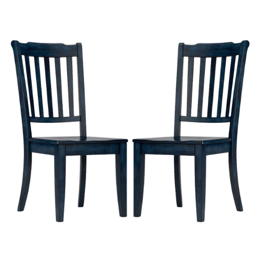 Slat-Back Solid Wood Dining Chairs – Set of 2 Farmhouse Kitchen or Dining Room Chairs