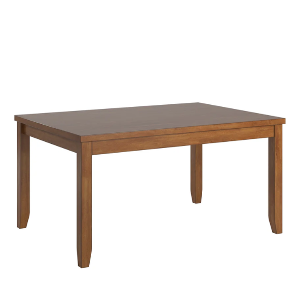 Solid Wood Rectangular Dining Table with Two Drawers – Distressed Finish, Rubberwood Construction, and Organized Storage
