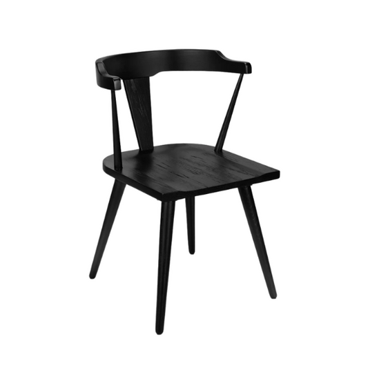 Solid Oak Dining Chair – Mid-Century Modern Splat Back, Tapered Legs, Non-Scratch Feet & Easy Assembly
