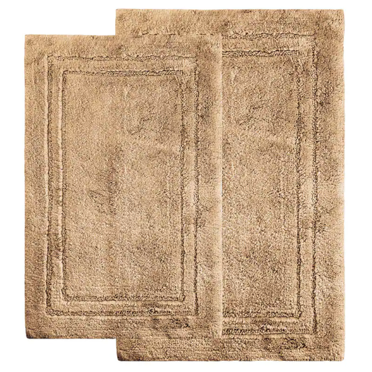 Light Brown Cotton 2-Piece Bath Rug Set – Plush, Non-Slip, Highly Absorbent Rugs (20" x 30" & 24" x 36")