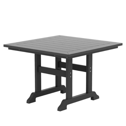 All-Weather Outdoor 43" Square Dining Table – Durable, Eco-Friendly, and UV-Resistant Patio Dining Table with Umbrella Hole