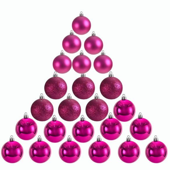 Fuchsia Pink Christmas Ball Ornaments – 24-Piece Set, Shatterproof Holiday Decorations (Available in 3 cm, 4 cm, and 6 cm)