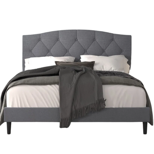 King Size Upholstered Platform Storage Bed with Button Tufted Headboard and Low-Profile Frame – Contemporary Glam Design