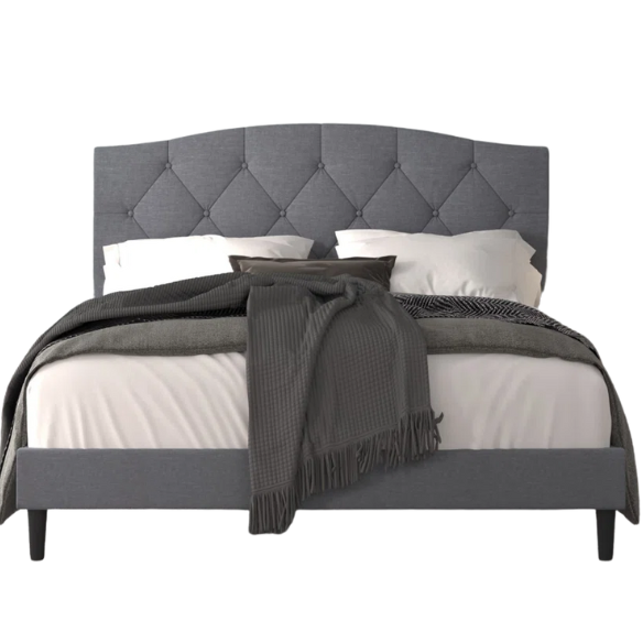 King Size Upholstered Platform Storage Bed with Button Tufted Headboard and Low-Profile Frame – Contemporary Glam Design