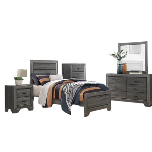 Luxurious Rustic Twin 4-Piece Solid Wood Bedroom Set: Timeless Style Meets Comfort